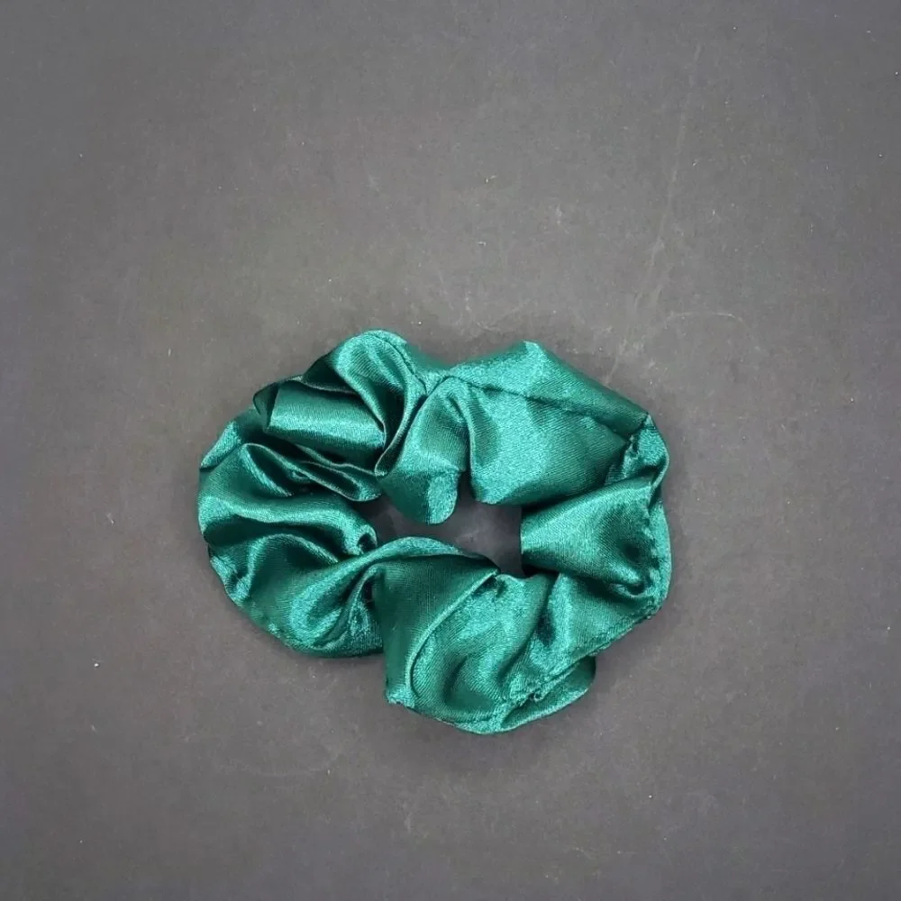 Forest green satin scrunchie